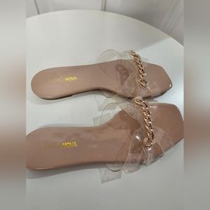 Nude flat sandals size 7